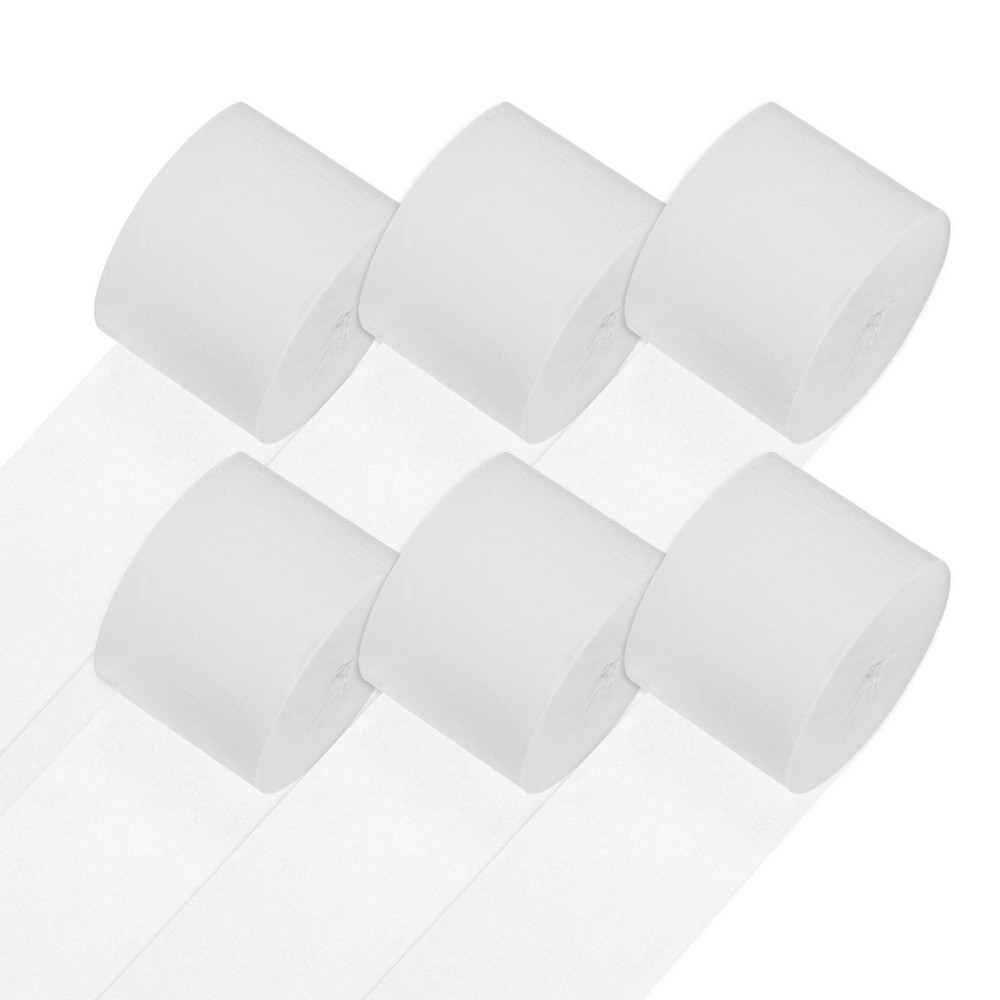 6-Rolls 492ft Crepe Paper Streamer for DIY [White-1.8 Inch x 82 Ft/Roll]