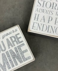 Wooden Wedding Theme Signs – White & Grey with Glitter Set of 2