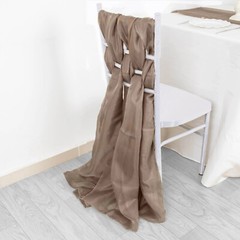 10 Taupe Premium Chiffon Wide CHAIR SASHES Wedding Party Reception Decorations