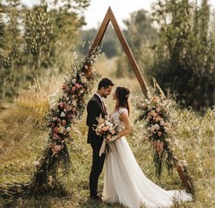 7 ft.Wood Wedding Arch Ceremony Arbor Backdrop Stand Indoor/Outdoor