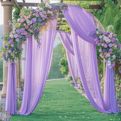 Lavender Wedding Arch Draping Fabric Purple Sheer Wedding Arch Drapes for Ceremo