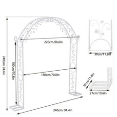 Large Rust-proof Wedding Arch Garden Arbor Curved Metal Garden Arch Trellis NEW