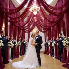 4 Panels Wedding Arch Draping Fabric 30″ x W(30″) x H(19ft), 4 Panels Burgundy