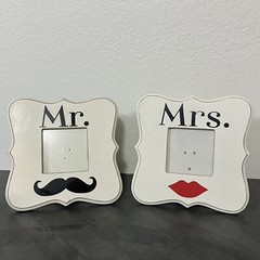 9×9 Hobby Lobby Photo Frames Mr. & Mrs. Wedding Engagement Party Mustache & Kiss