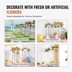 VEVOR 2PCS 31.5in High Wedding Flower Stand, With Acrylic Laminate, Gold Metal