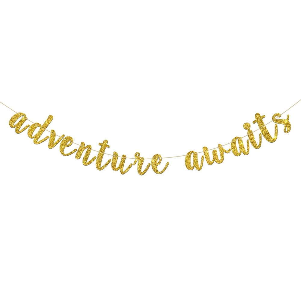 Adventure Awaits Banner, Wedding Engagement Party Bunting Decor, Congrats Gra…