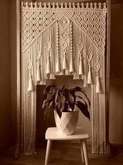 Natural Cotton Macrame Wedding Backdrop for Boho Ceremony Boho Curtain Decor