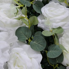 6 × Artificial Silk Flower Wall Panels 24 × 16 In White & Green Floral Backdrop