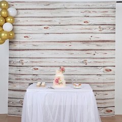 WHITE 8 ft x 8 ft Printed Vinyl Photo BACKDROP Wood Design Party Banner Events