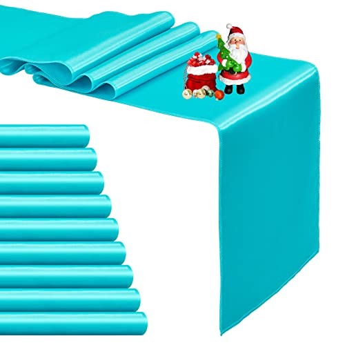 10-Pack Satin Table Runner 12 x 108 Inch Long Bright 12″x108″ 10PCS Turquoise