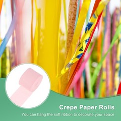 6-Rolls 492ft Crepe Paper Streamer for DIY [Light Pink-1.8 Inch x 82 Ft/Roll]