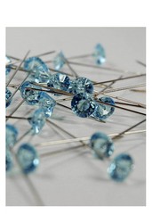 100 BLUE DIAMOND PINS WEDDING BOUQUET FLORAL JEWELRY CORSAGE PIN BRIDAL FLOWERS