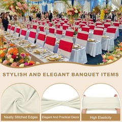 25 Pcs Spandex Chair Sashes Bows with Slider Buckle, Dark White