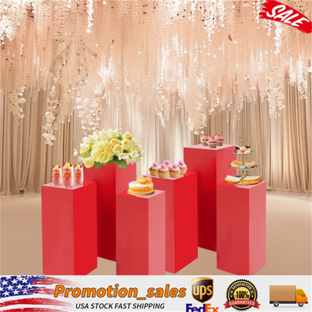 6 PCS Display Pedestal Stand Metal Showing Holder Pillars for Birthday Party Use