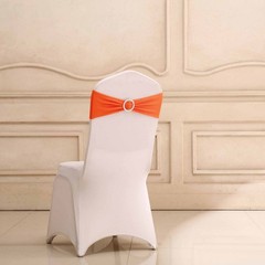 10 Orange Spandex CHAIR SASHES with Silver Round Buckles Wedding Decorations