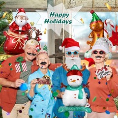 64 Pcs Photo Booth Props Set – Christmas Party Decorations, Hats, Headbands, …