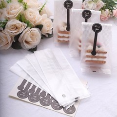 Clear Black 50 Dotted 3″ x 9″ Plastic Treat Bags Thank You Paper Stickers Party