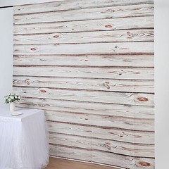 8 ft x 8 ft White Printed Vinyl Photo Backdrop Wood Design Party Banner Events