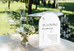 White Acrylic In Loving Memory Wedding Sign Table Centerpiece Decor
