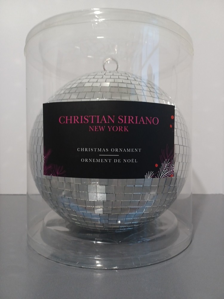 10″ Large Silver Glass Hanging Disco Ball, Ornament De Noel, Christian Siriano