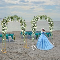 7.9ft Feet White/Gold Metal Arch for Wedding Party Decoration-Free&Fast Shipping