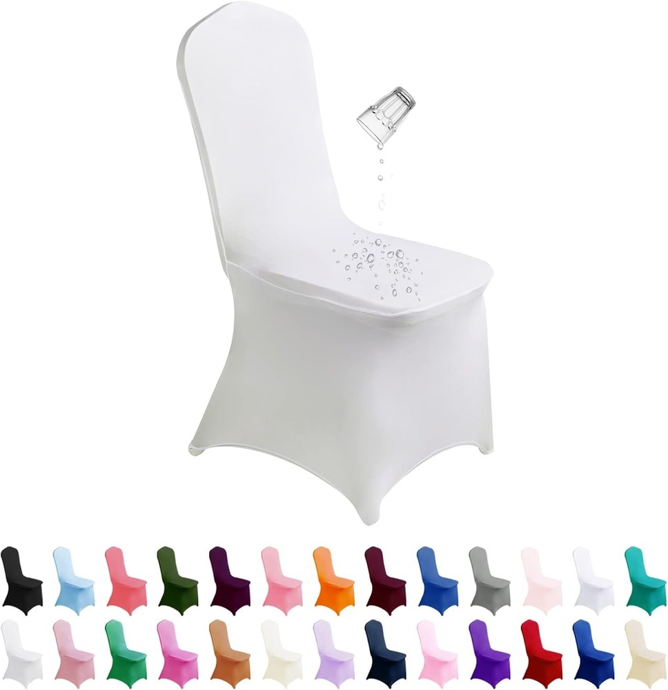 12pcs White Stretch Spandex Chair Covers Washable for Wedding Party Banquet