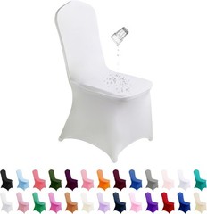 12pcs White Stretch Spandex Chair Covers Washable for Wedding Party Banquet