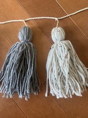 Gray Tassel Garland Yarn Pom Banner Decorative Wall Hanging Decor College Dorm