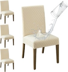 MOSAYT 100% Waterproof Dining Room Chair Covers Set of 4, Super Fit Stretch