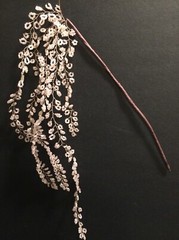 Bugle Beaded Leaf Petal Spray Picks, Floral Bridal Wedding Decor Pink/Silver