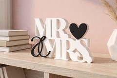 MR & MRS Wedding Table Sign with Rings, Valentine’s Day Gift
