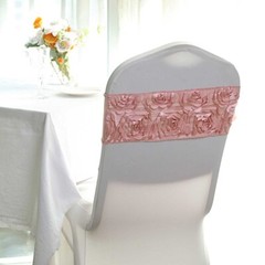 10 Dusty Rose Satin Rosettes Stretchable Spandex Chair Sashes Wedding
