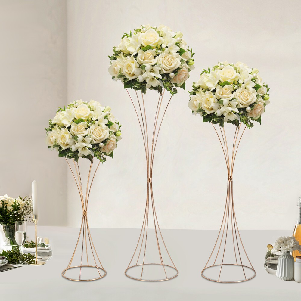 3PCS Flower Rack Vase Stand Prop Road Lead Hourglass-shaped Wedding Party Decor.