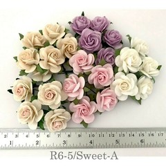 1″/2.5cm Pick 6 tone Mulberry Open Rose Paper Flower Wedding Scrapbook Craft R6