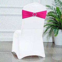Pack of 10 Spandex Chair Sashes with Elegant Silver Buckle – Magenta