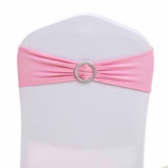 10 Pink Spandex CHAIR SASHES with Silver Round Buckles Wedding Decorations SALE