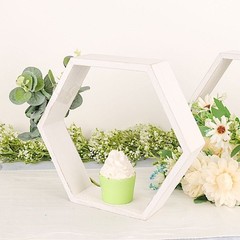 2 WHITE 9″ Hexagon Wood Geometric WALL SHELVES Wedding Party Home Decorations
