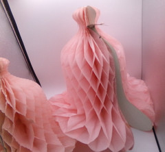 Lot of 5 Vintage Pink Honeycomb Bell Pink Paper Wedding Bells Decorations tissue