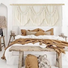 IOWER Macrame Wall Decor 75″ W x 35″ L Extra Large 75″L x 35″W, Beige