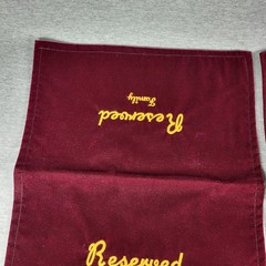 Vintage Velvet Reserved Funeral Seat Covers Burgundy Gold Lettering Halloween