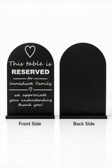Wedding Reserved Table Signs Immediate Family 2 or 4 Pack Black Stand Decor