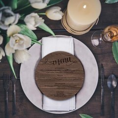 Engraved Wooden/ Acrylic Round Wedding Table Menu Plaque