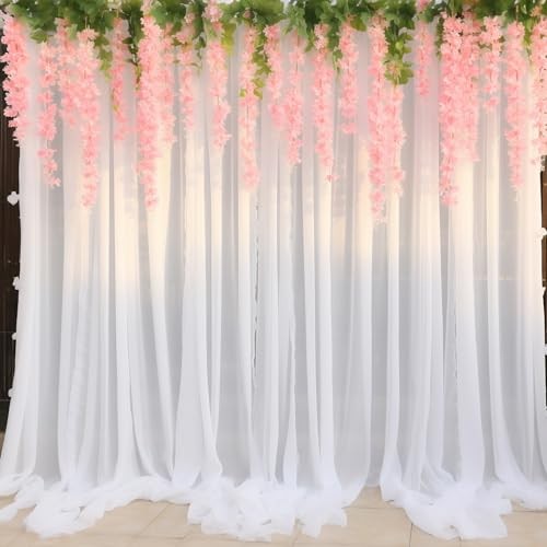 10ft X 10ft Tulle Backdrop Curtain for 10ft x 10ft(2 Panels 5*10ft) White