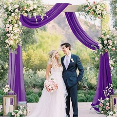 Wedding Arch Draping Fabric 1 Panel 20FT Chiffon 28″ x 20FT 1Panel Purple