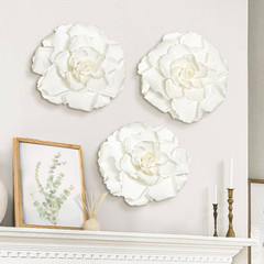 16 In. Large White Artificial Paper Rose Flower Wall Decor Backdrop (Set of 3)