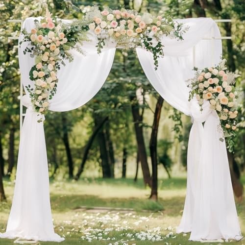 Wedding Arch Draping Fabric 29″ x 20Ft Sheer Drapes Fabric Gauze 1 White