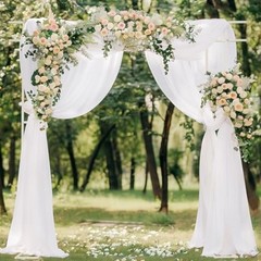Wedding Arch Draping Fabric 29″ x 20Ft Sheer Drapes Fabric Gauze 1 White