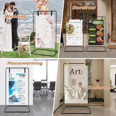 Wedding Welcome Sign Heavy Duty Black Easel Stand with 4 Leather Strap |