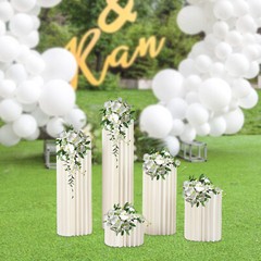 5*Wedding Decoration Flowers Stands Cylinder Cardboard Flower Vase w/ PVC Plates