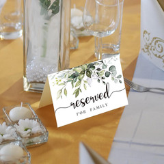 10 Rustic Leaf Reserved Sign – Reserved Table Sign -Table Tent Wedding Sign- Gue